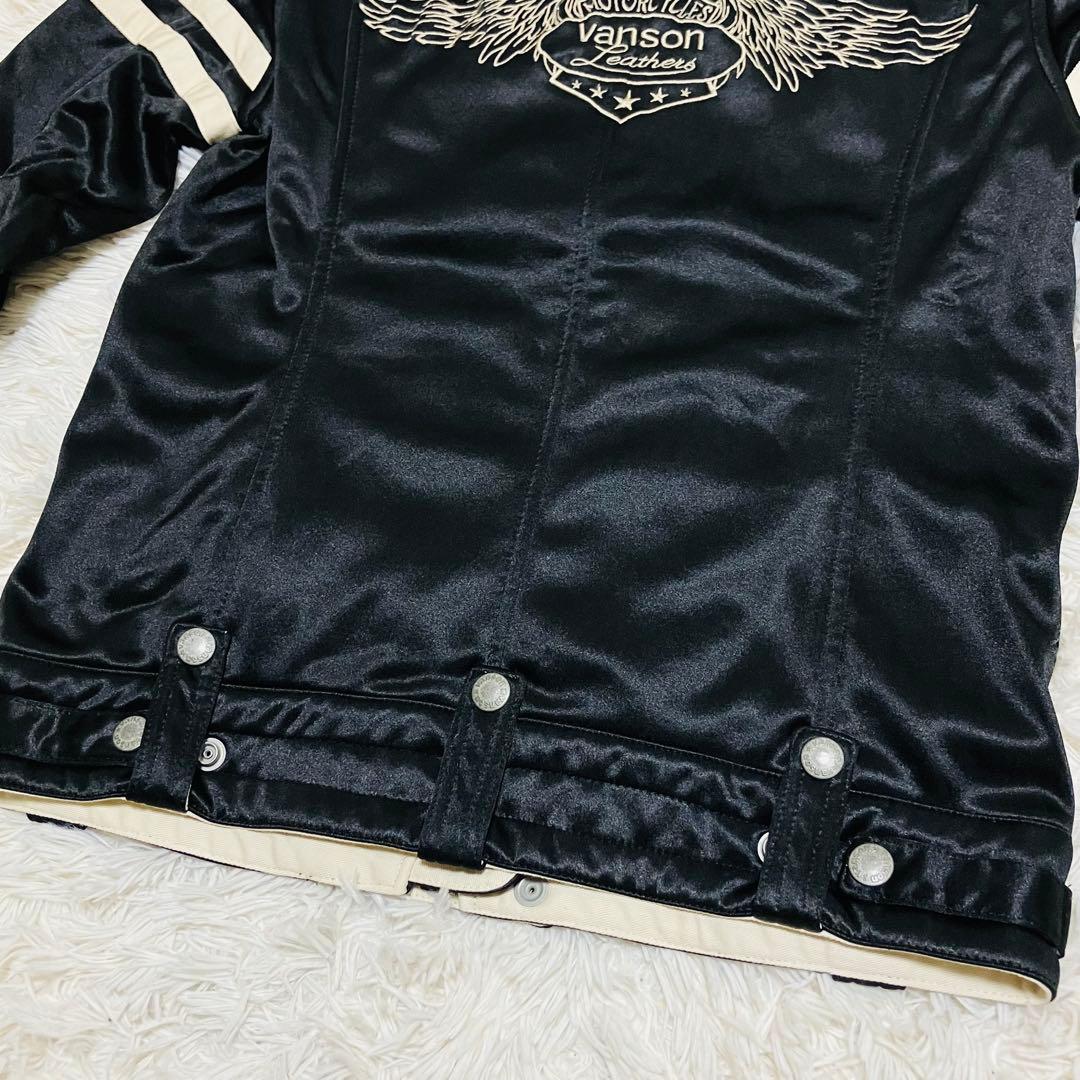 【美品】VANSON ボンディング ライダースジャケット 刺繍 ワッペン