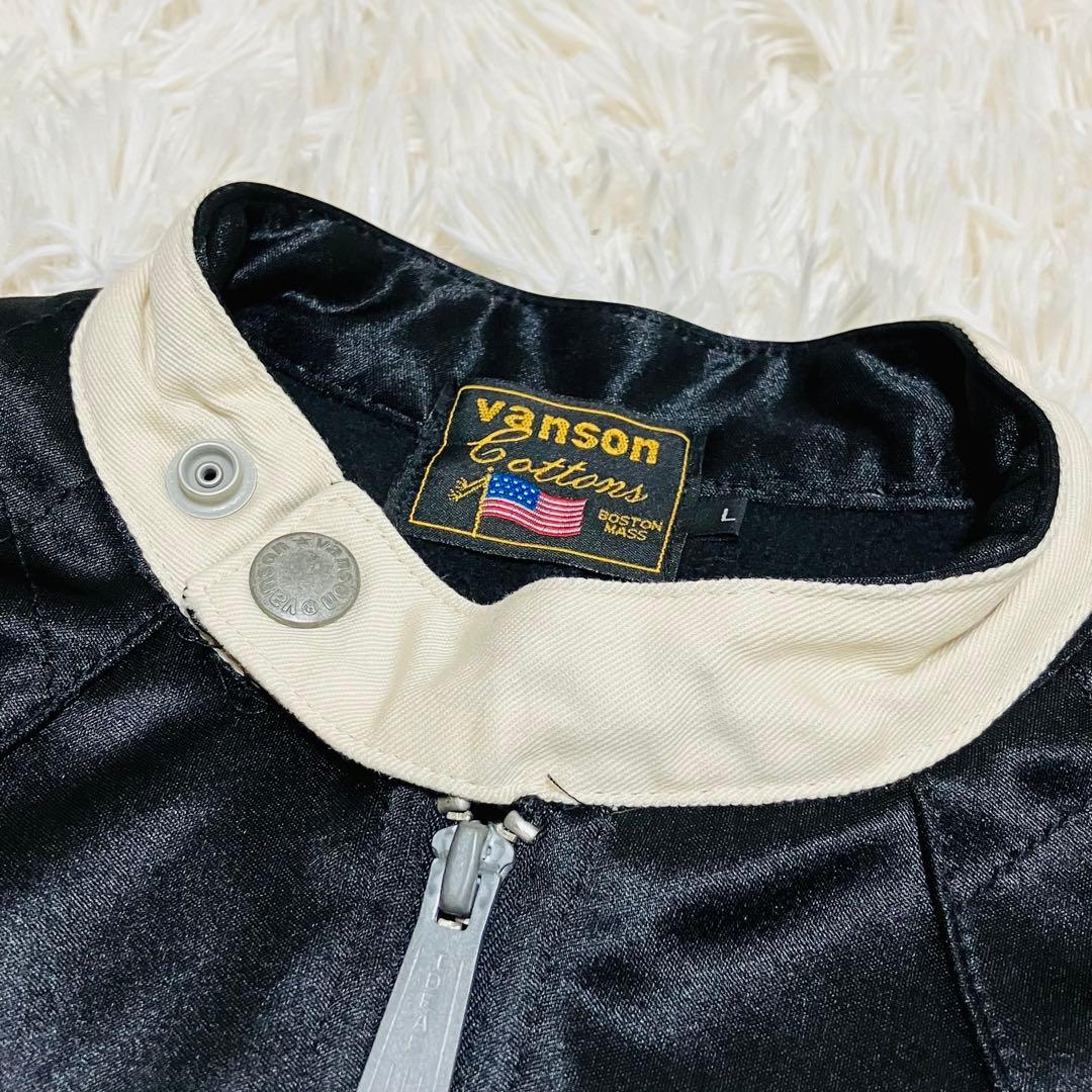 【美品】VANSON ボンディング ライダースジャケット 刺繍 ワッペン