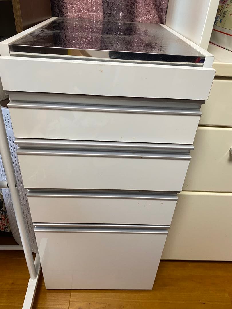 ディノス　キッキン収納　スライドテーブル付き隙間収納　天板隙間収納