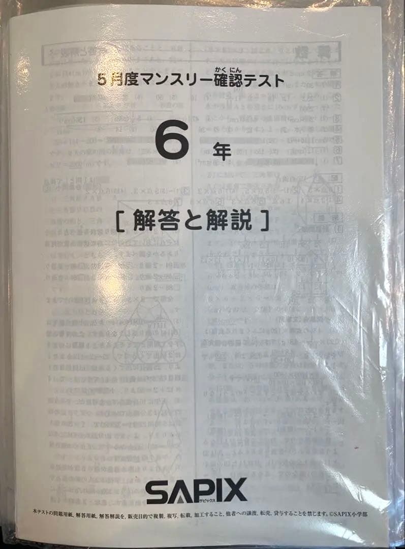 【るりま様】SAPIX 6年生 2023年度 マンスリー・組分け他テストセット