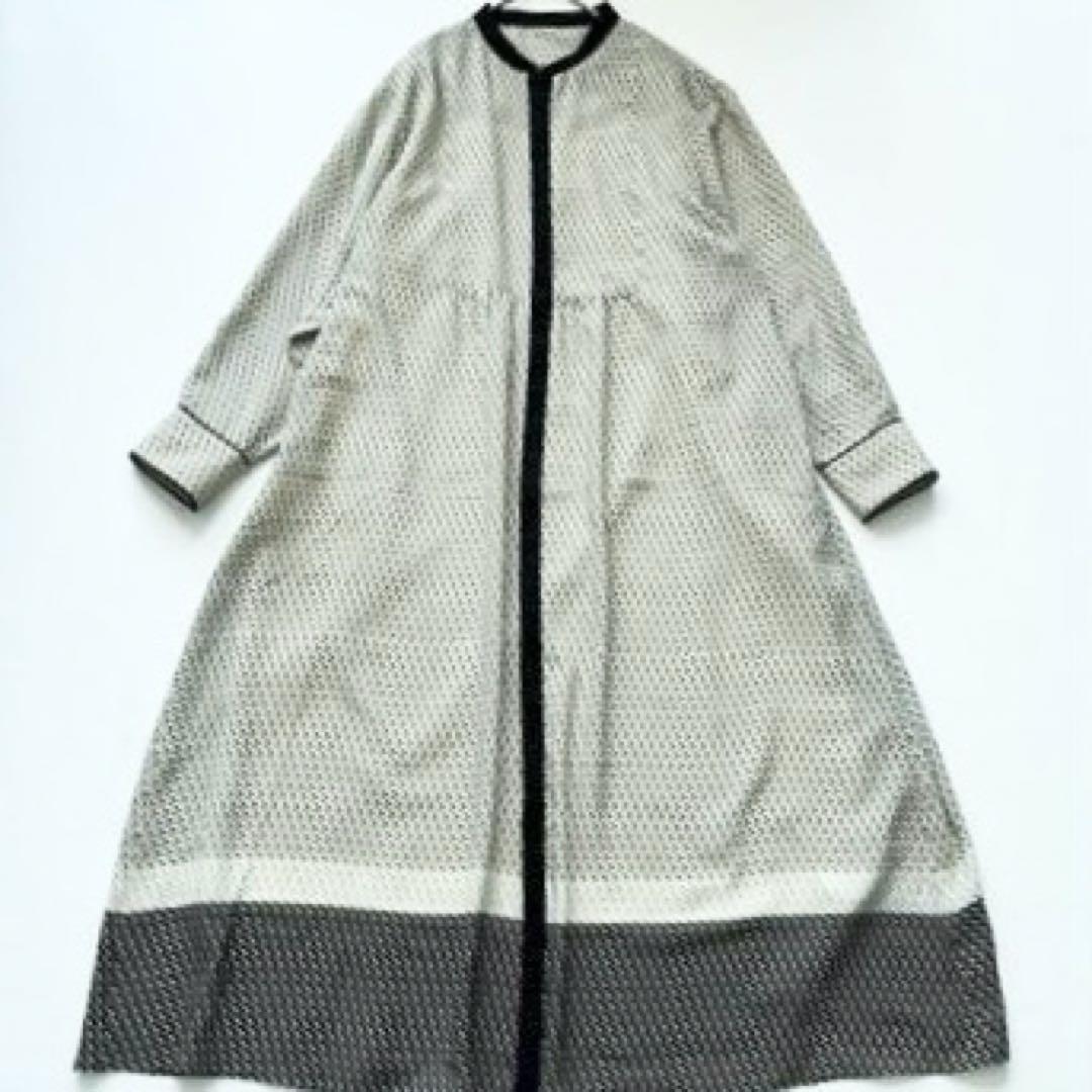 【まめこ】23区　24ss 洗える ジオメトリックパネルプリントワンピース