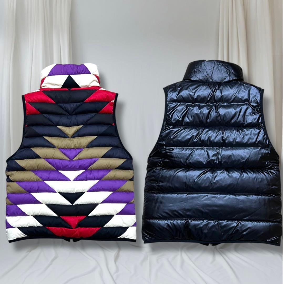極美 モンクレール MONCLER ダウンベスト ブラック/マルチ リバーシブル