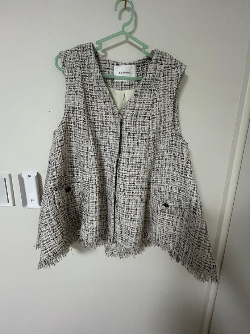 カデュネ ツイード風チェックベスト ジレ