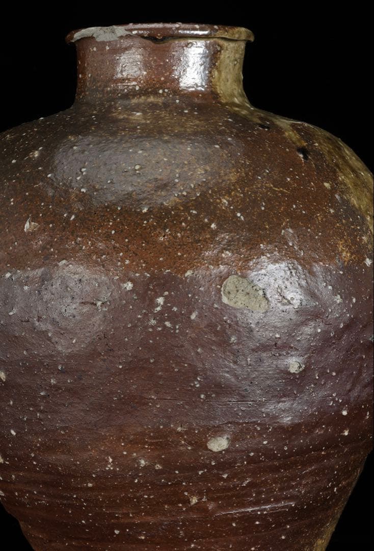 Y*F様 古陶 大壺 高さ37cm 6.2kg 自然釉 流釉 飾壺 民藝 古美術