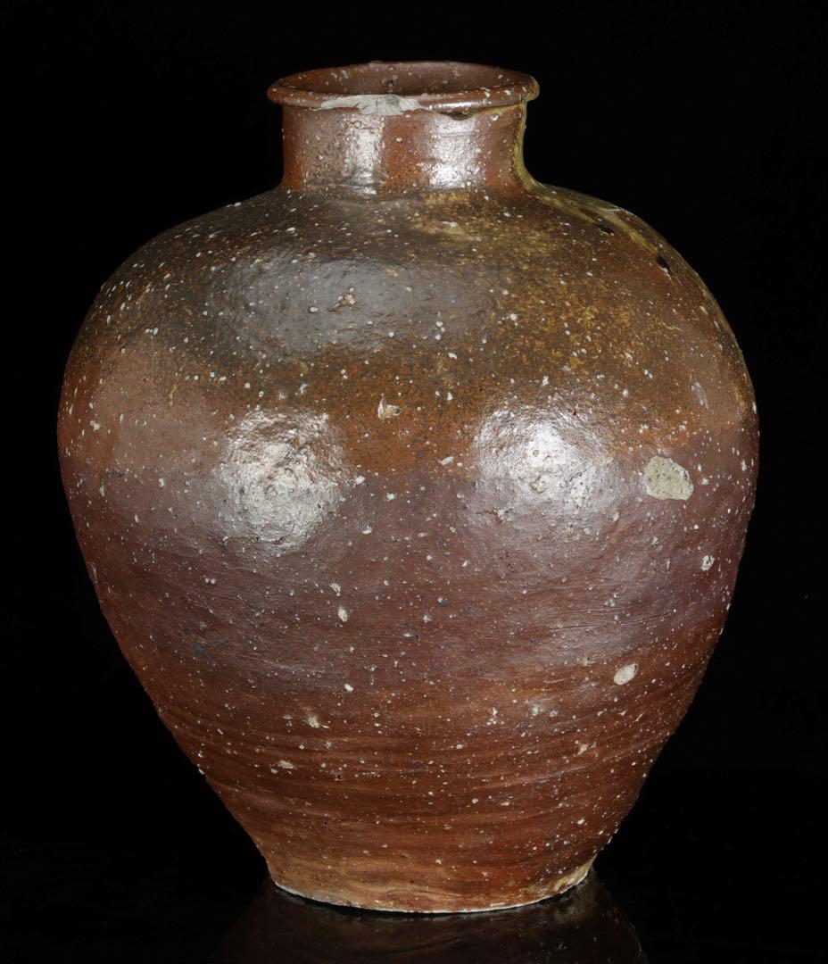 Y*F様 古陶 大壺 高さ37cm 6.2kg 自然釉 流釉 飾壺 民藝 古美術