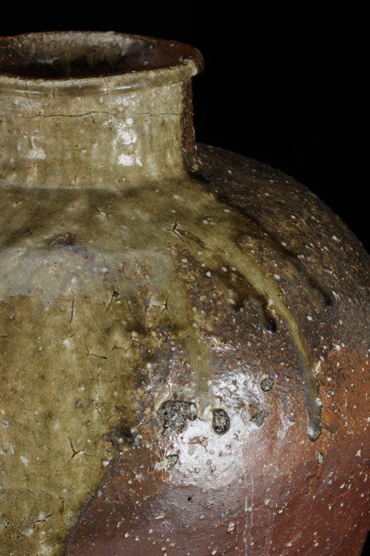 Y*F様 古陶 大壺 高さ37cm 6.2kg 自然釉 流釉 飾壺 民藝 古美術