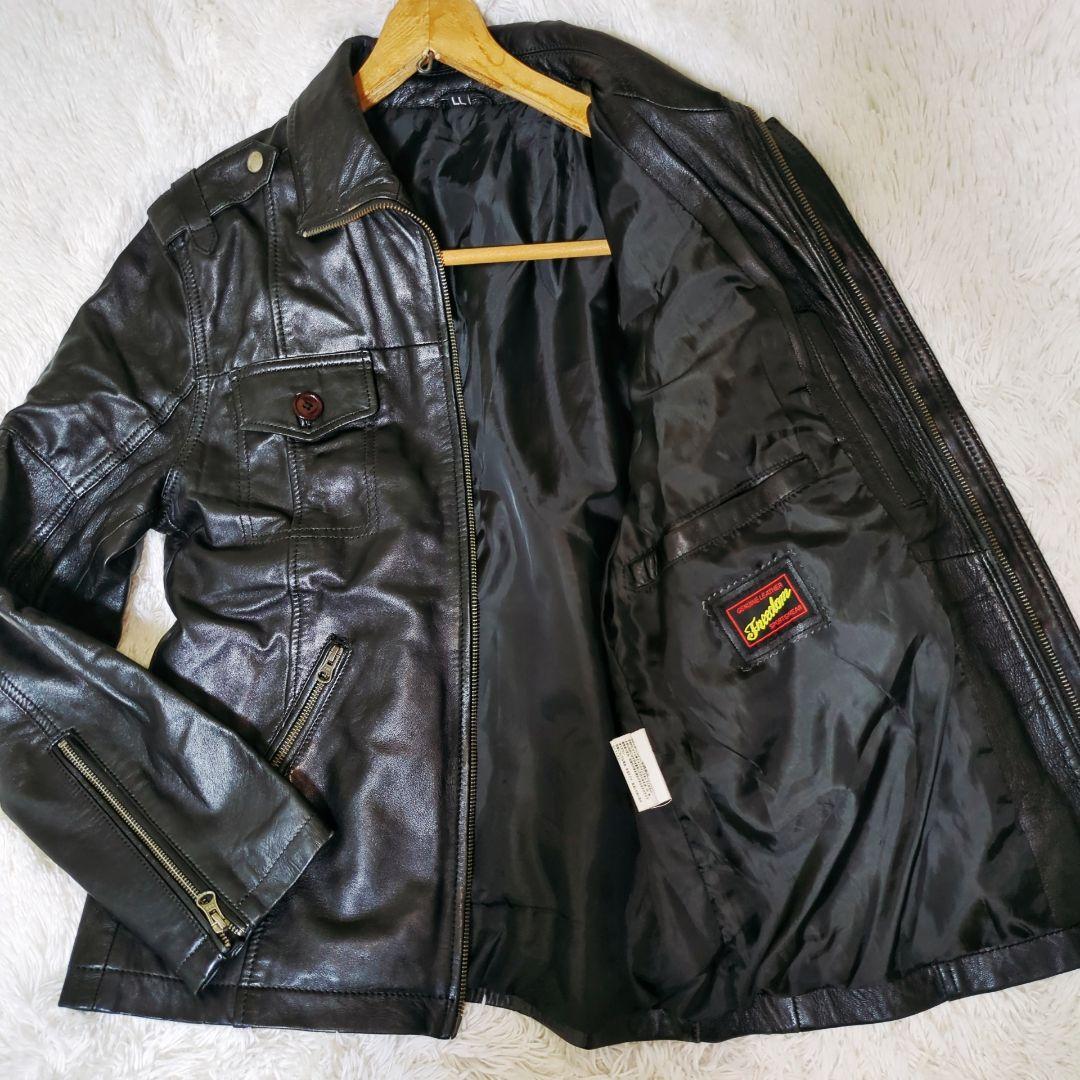 s*a様 【希少 LL 羊革 】フリーダム ラムレザー 比翼 ジャケット ブラッ