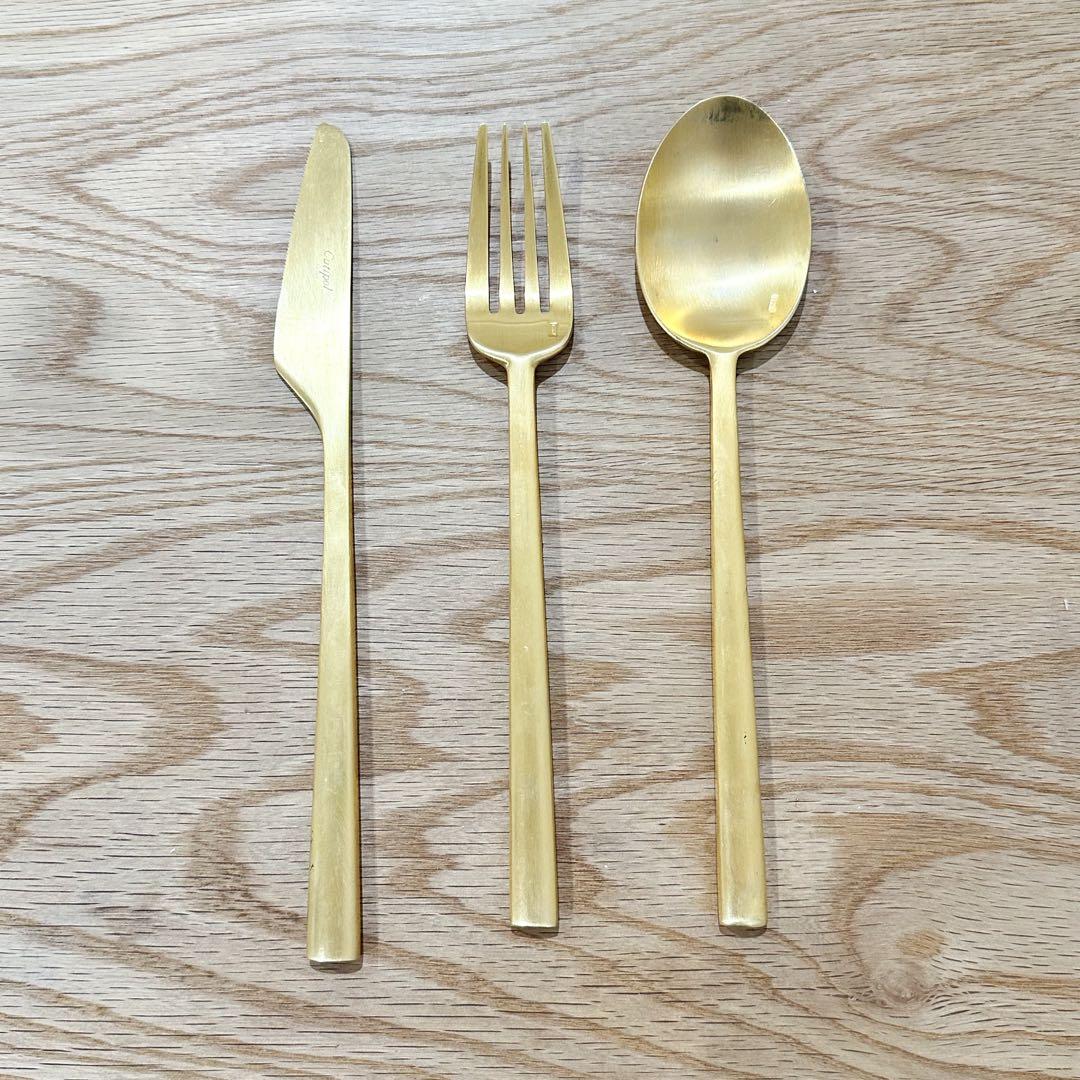 【未使用品】クチポール マットゴールド カトラリーセット