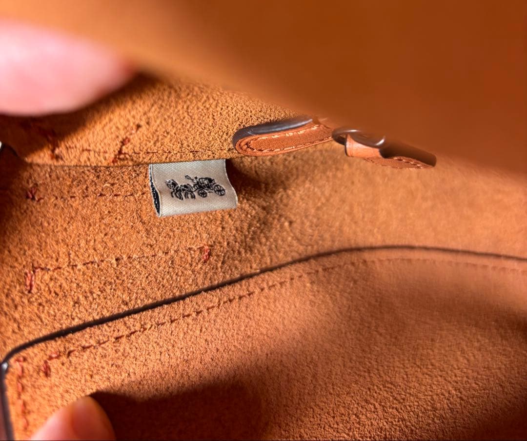 coachブラウンレザーショルダーバッグ