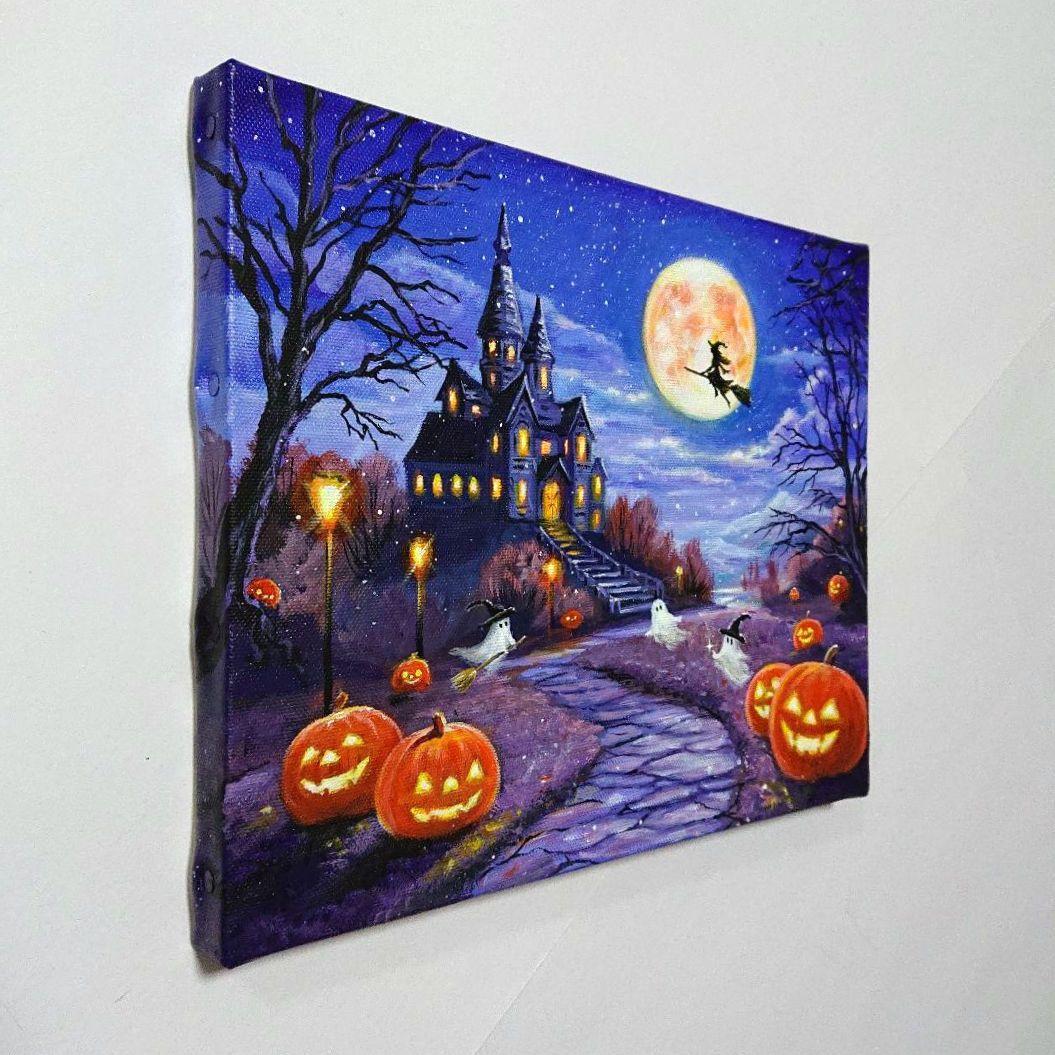8*！様 【ハロウィン②】アクリル画 F3 風景画 絵画