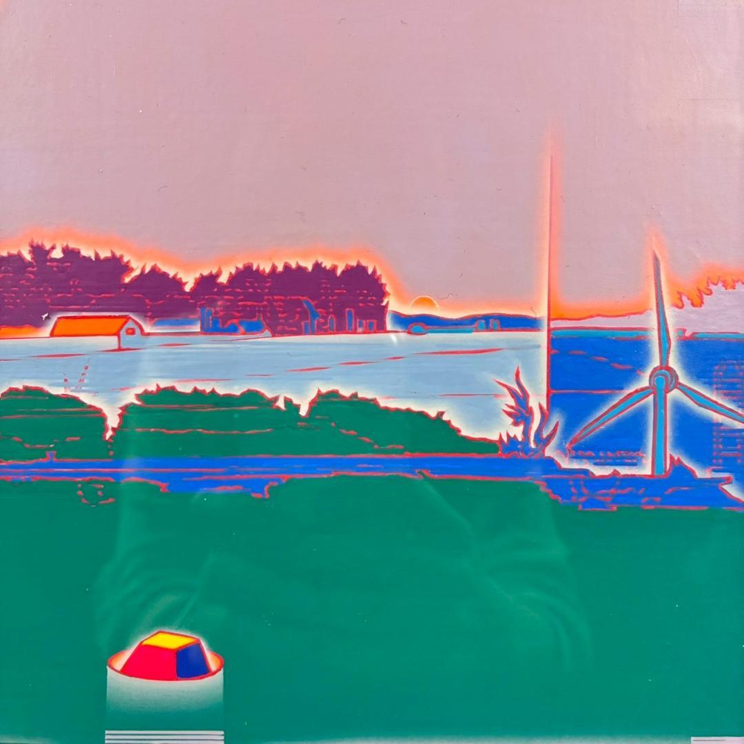 美品 中野庸二「hill」油彩画 風景画 現代日本絵画展大賞 お洒落な立体額装