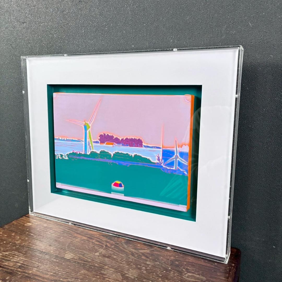 美品 中野庸二「hill」油彩画 風景画 現代日本絵画展大賞 お洒落な立体額装