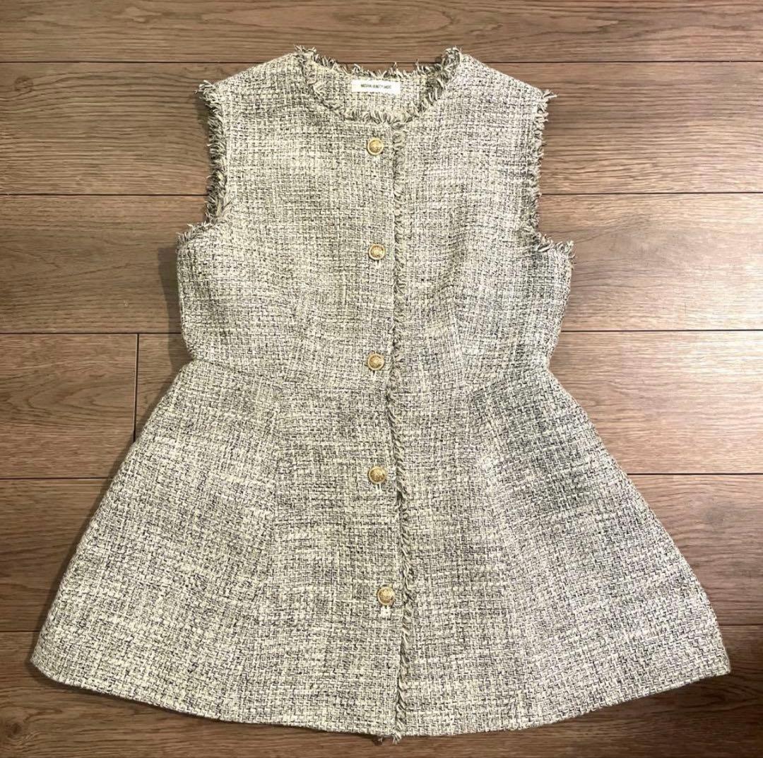 NATURAL BEAUTY BASICツイードノースリーブベスト　グレー系