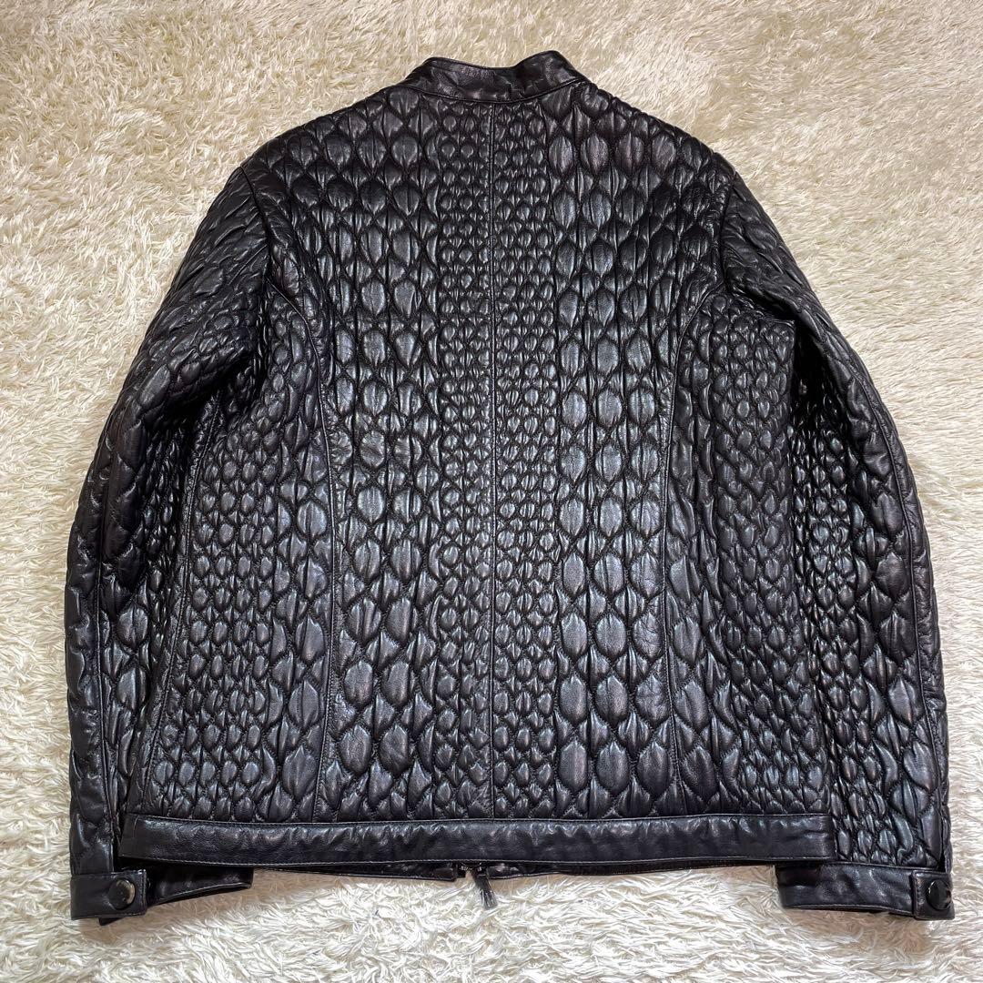 極美品✨エトロ 羊革 中綿入り シングル ライダース ジャケット キルティングM