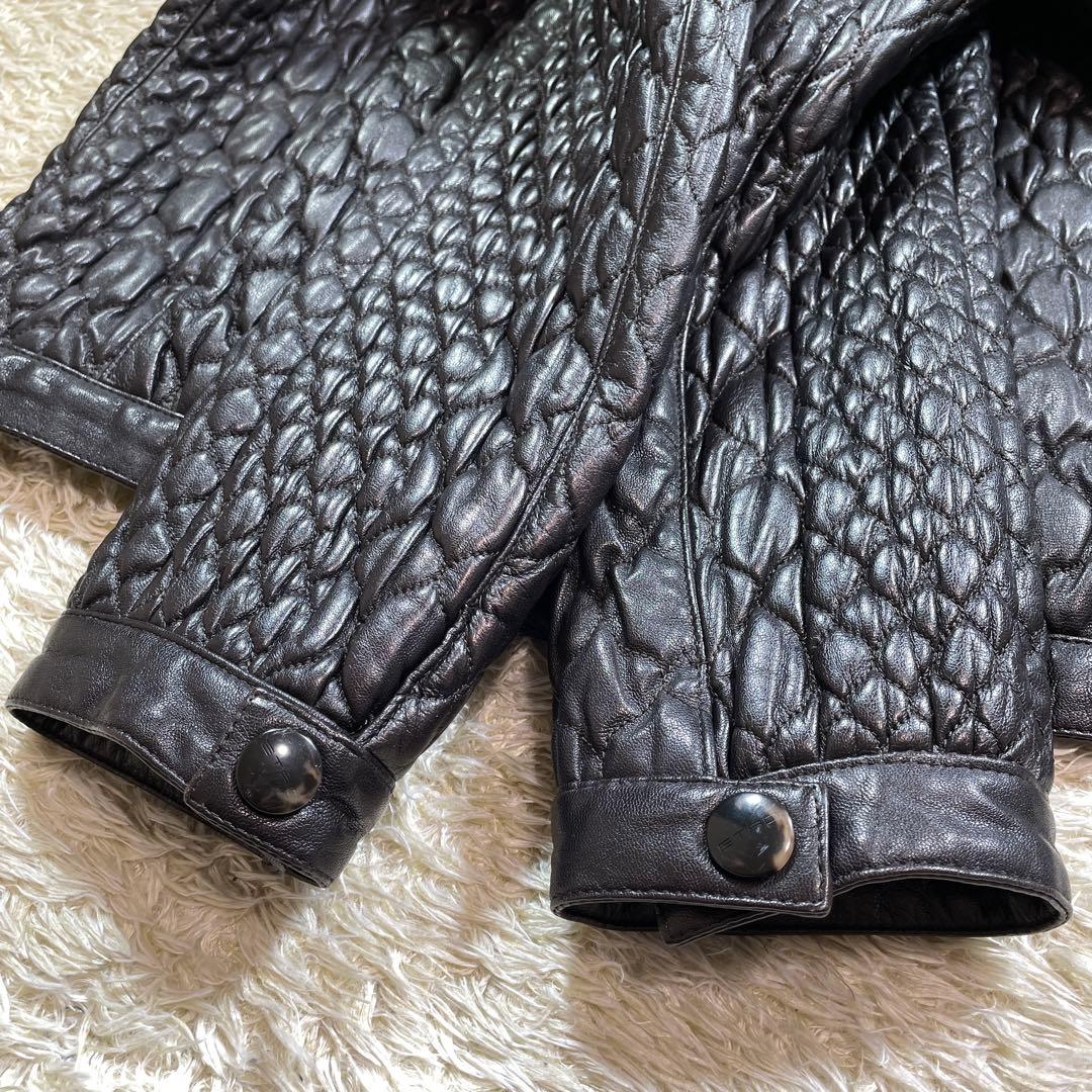 極美品✨エトロ 羊革 中綿入り シングル ライダース ジャケット キルティングM