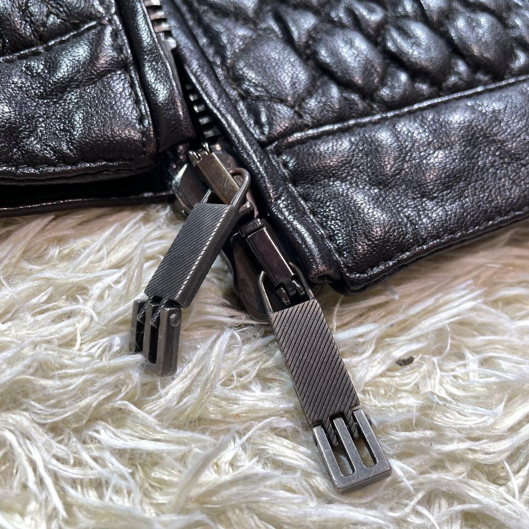 極美品✨エトロ 羊革 中綿入り シングル ライダース ジャケット キルティングM