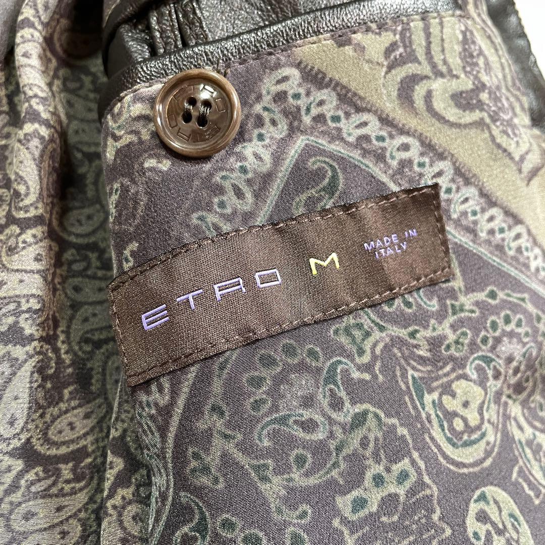 極美品✨エトロ 羊革 中綿入り シングル ライダース ジャケット キルティングM
