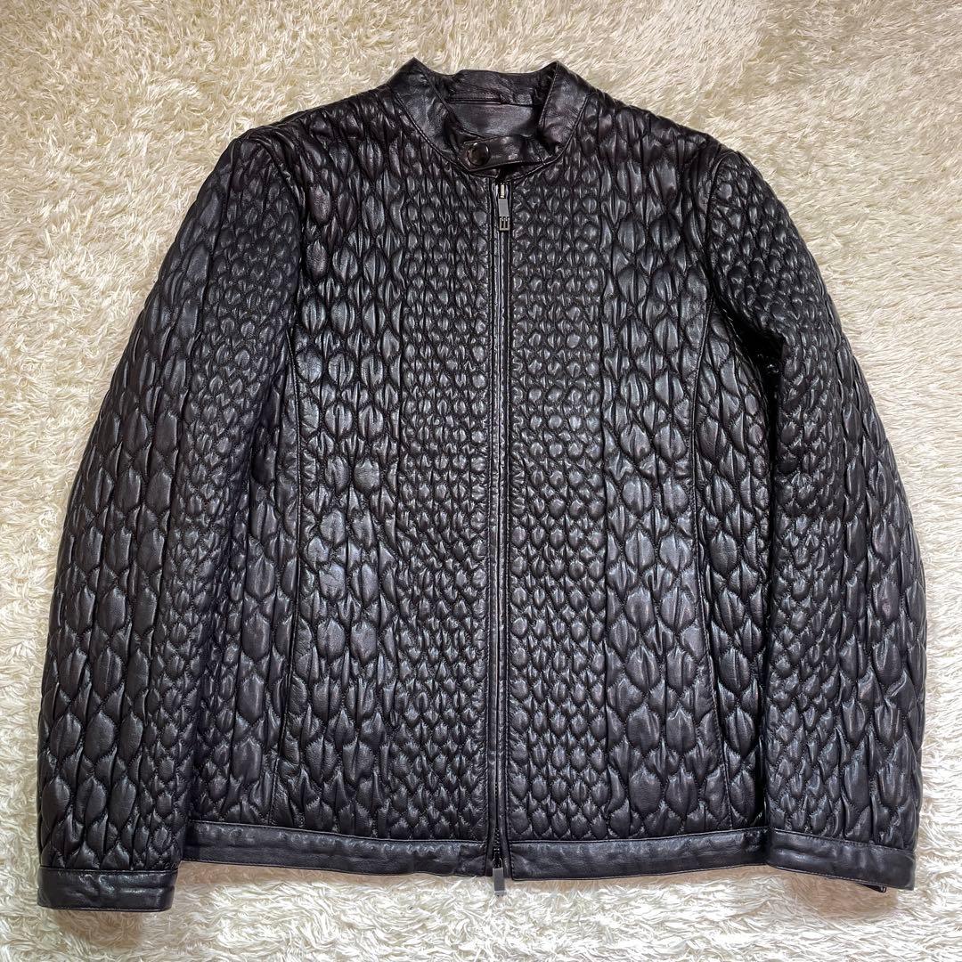 極美品✨エトロ 羊革 中綿入り シングル ライダース ジャケット キルティングM