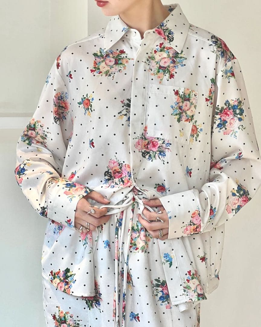 Poppy Dot Flower Shirt ポピー 花柄 フラワー トップス