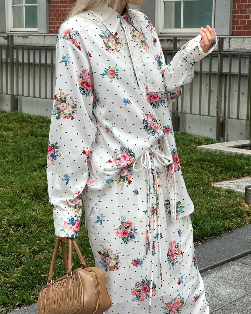 Poppy Dot Flower Shirt ポピー 花柄 フラワー トップス