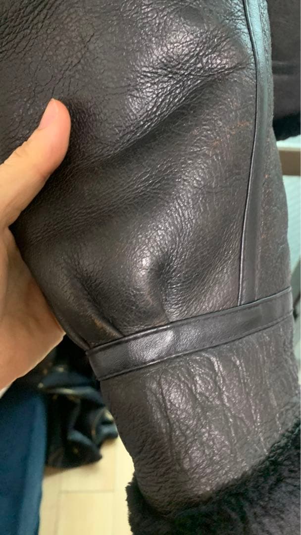 90's リアルムートンジャケット　B-3 レザー　ボアブルゾン　黒 サイズ M