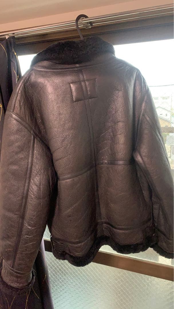 90's リアルムートンジャケット　B-3 レザー　ボアブルゾン　黒 サイズ M