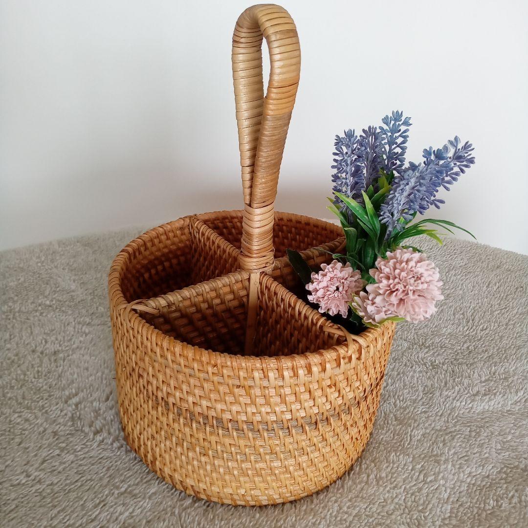 ✦新品　ラタン　バスケット　アジアン雑貨　小物入れ　かご　ベトナム　籐　収納