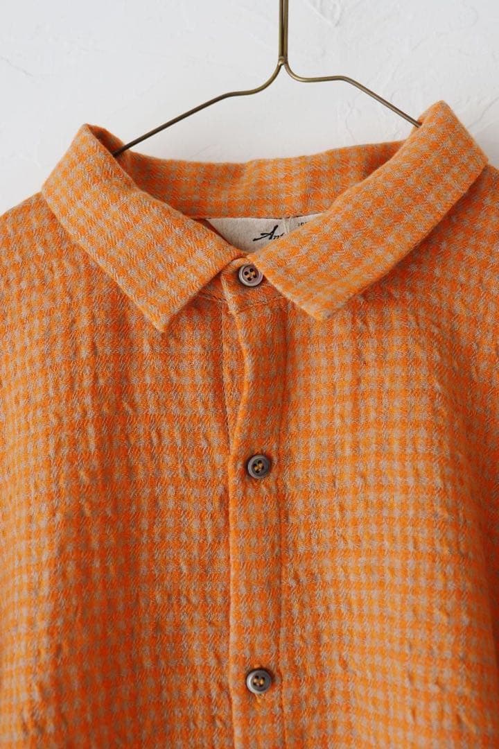 定価¥23100 イチアンティークス ウールガーゼ ギンガムチェック シャツ