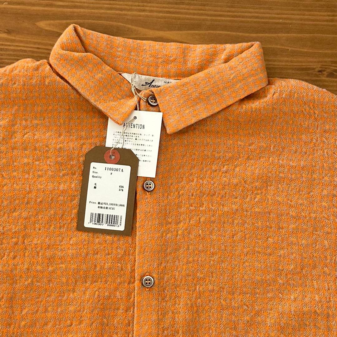 定価¥23100 イチアンティークス ウールガーゼ ギンガムチェック シャツ