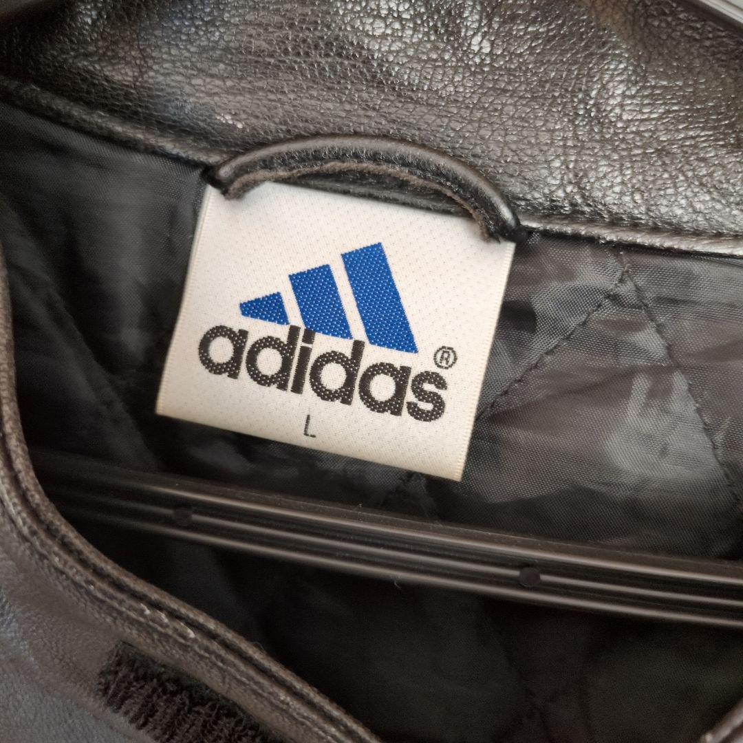 adidas ストライプレザージャケット