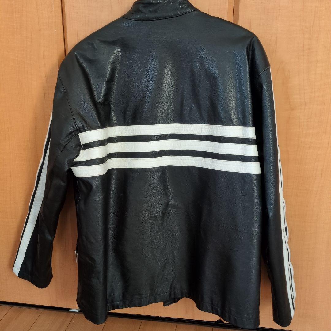 adidas ストライプレザージャケット