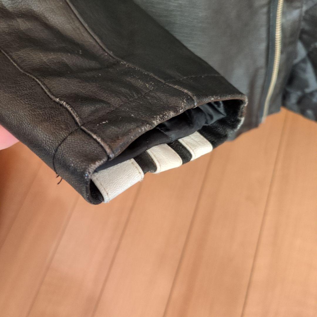 adidas ストライプレザージャケット