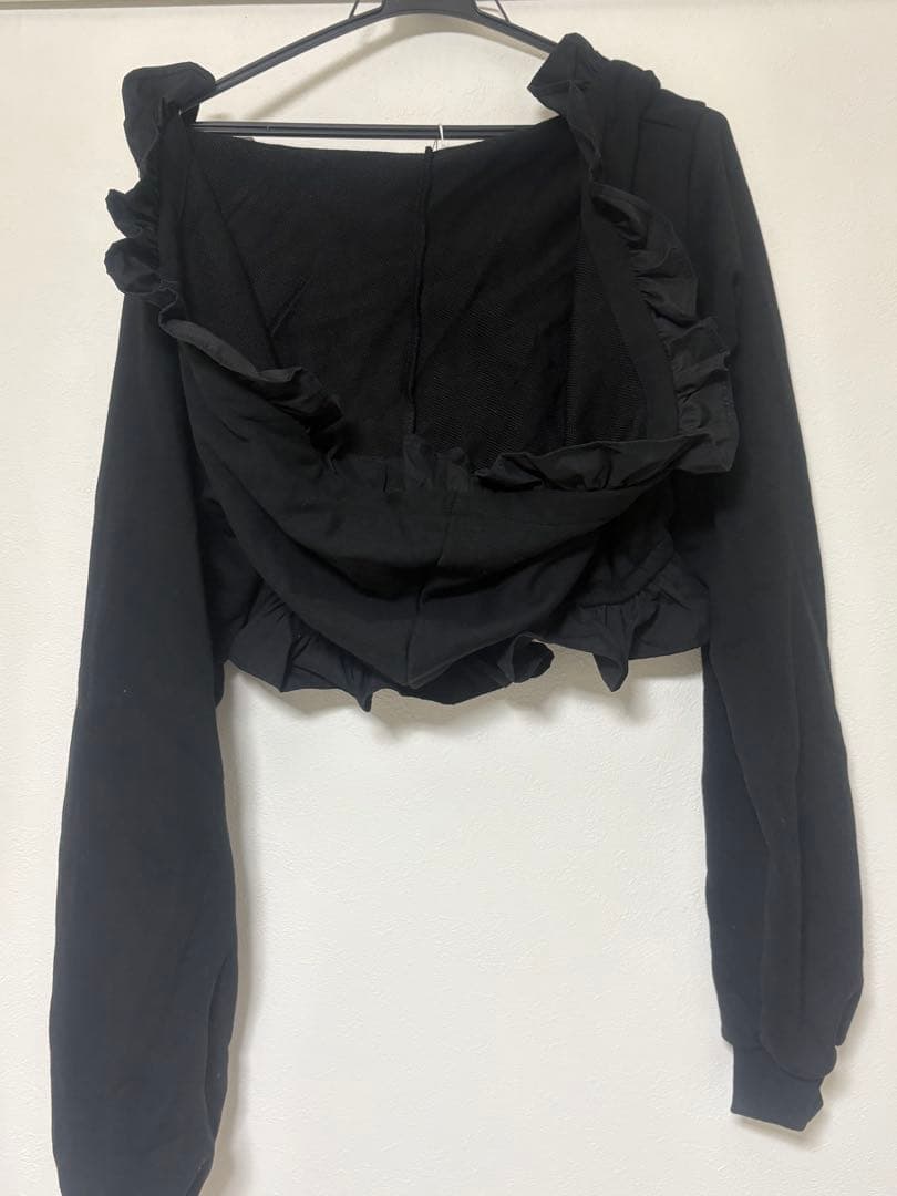 新品未使用lilLilly S/S フリルスウェットパーカー 黒