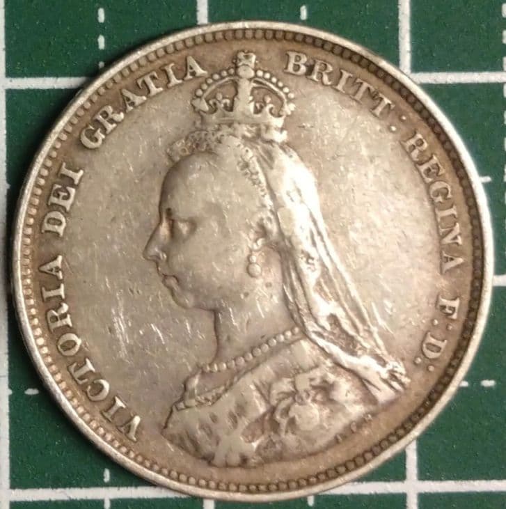 1887年 ヴィクトリア女王 銀貨 1シリング