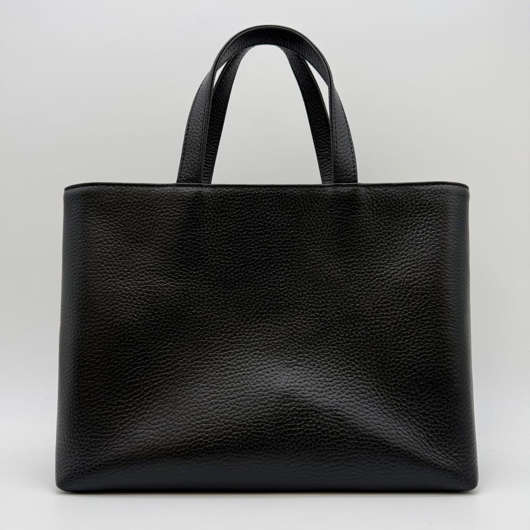 【極美品】HushTug ハッシュタグ ジップミニトート ブラック シボ革