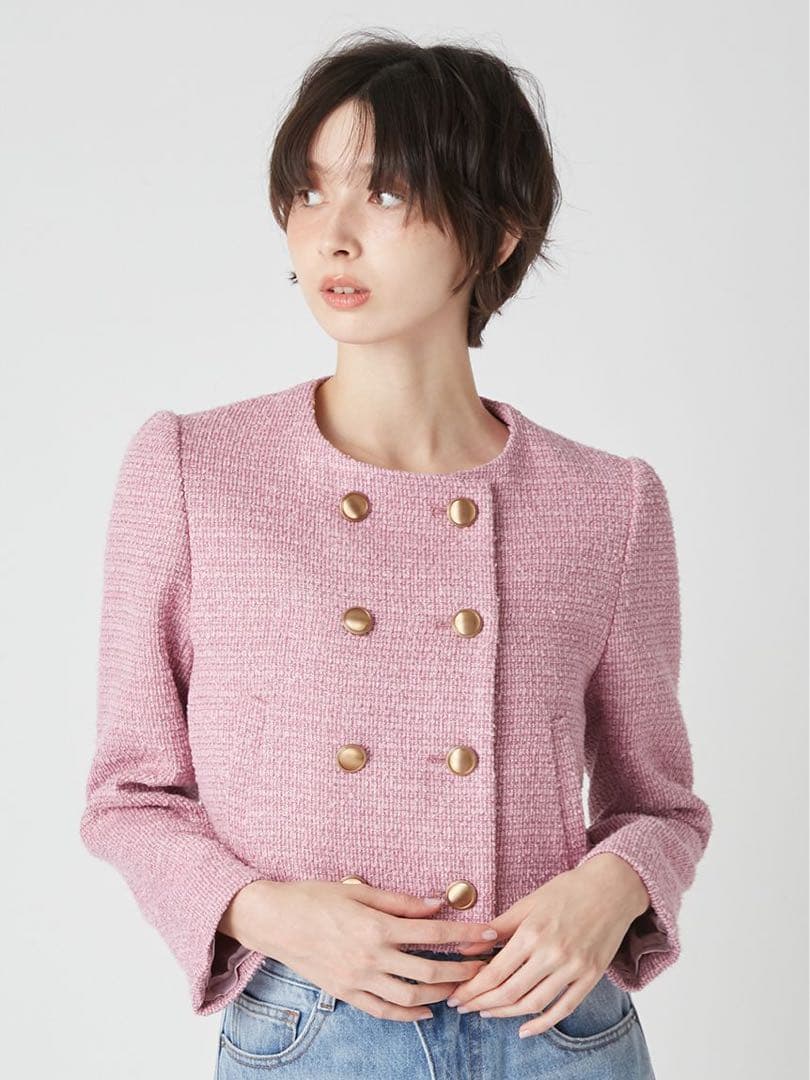 がぎご 新品 LILY BROWN スカラップビジューアタッチドジャケット