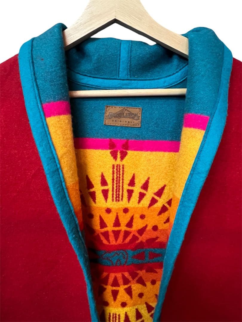 【PENDLETON】希少 ネイティブ柄 リバーシブル ベスト 赤 ターコイズ