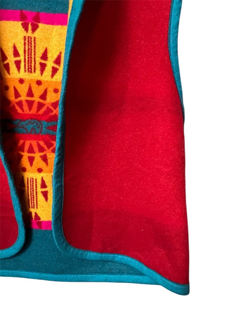 【PENDLETON】希少 ネイティブ柄 リバーシブル ベスト 赤 ターコイズ