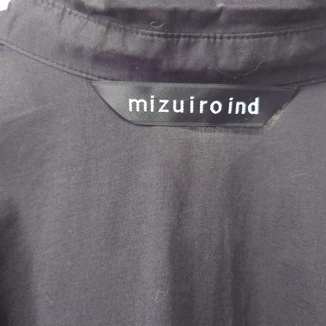 ミズイロインド　Aラインフレアシャツワンピース　ブラック　黒