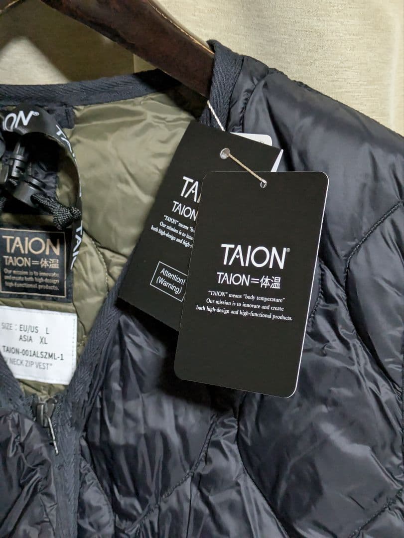 taion ミリタリー Vネック ダウンベスト　ソフトシェル ブラック　XL