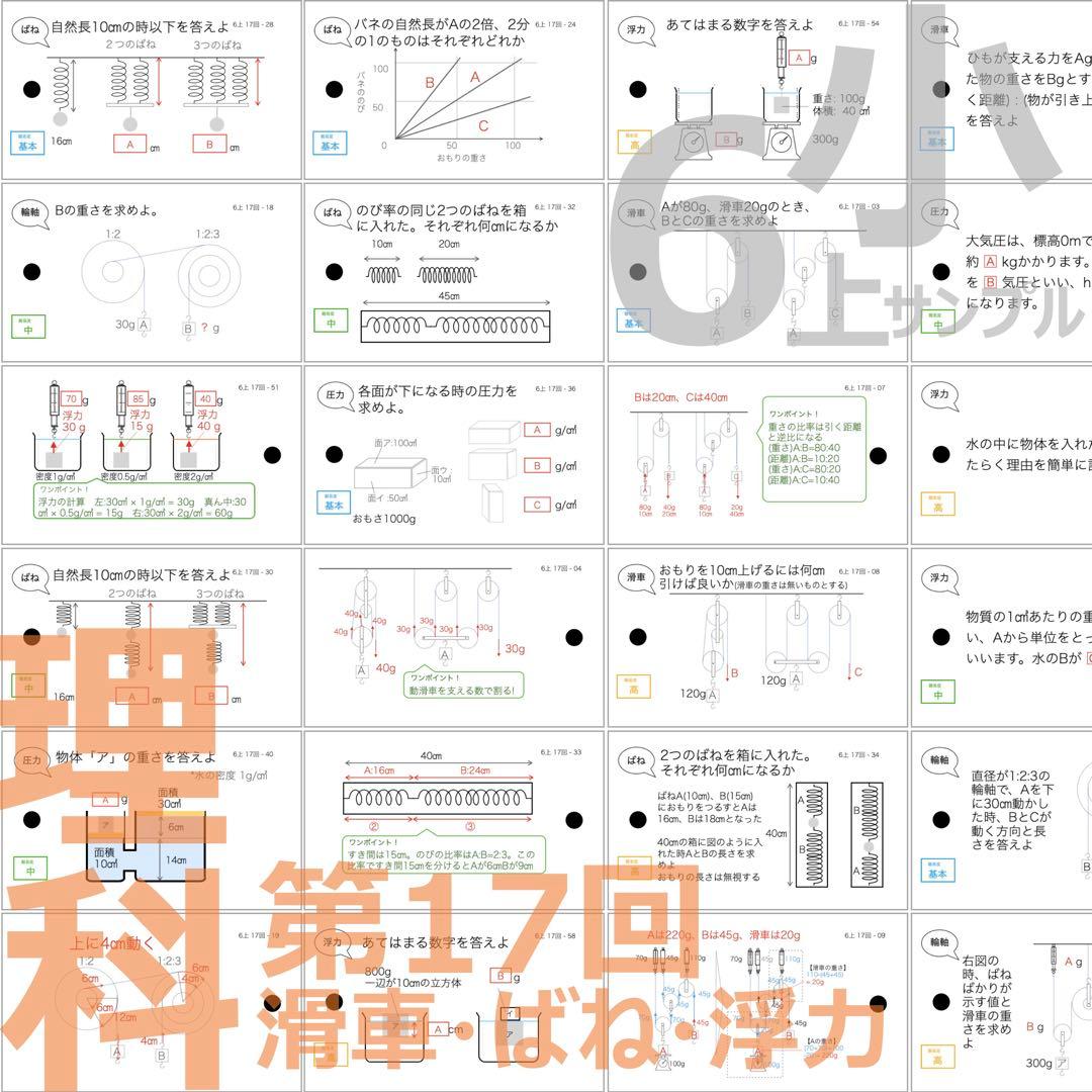 中学受験 暗記カード【6年上 社会・理科 10-17回】予習シリーズ 組分け