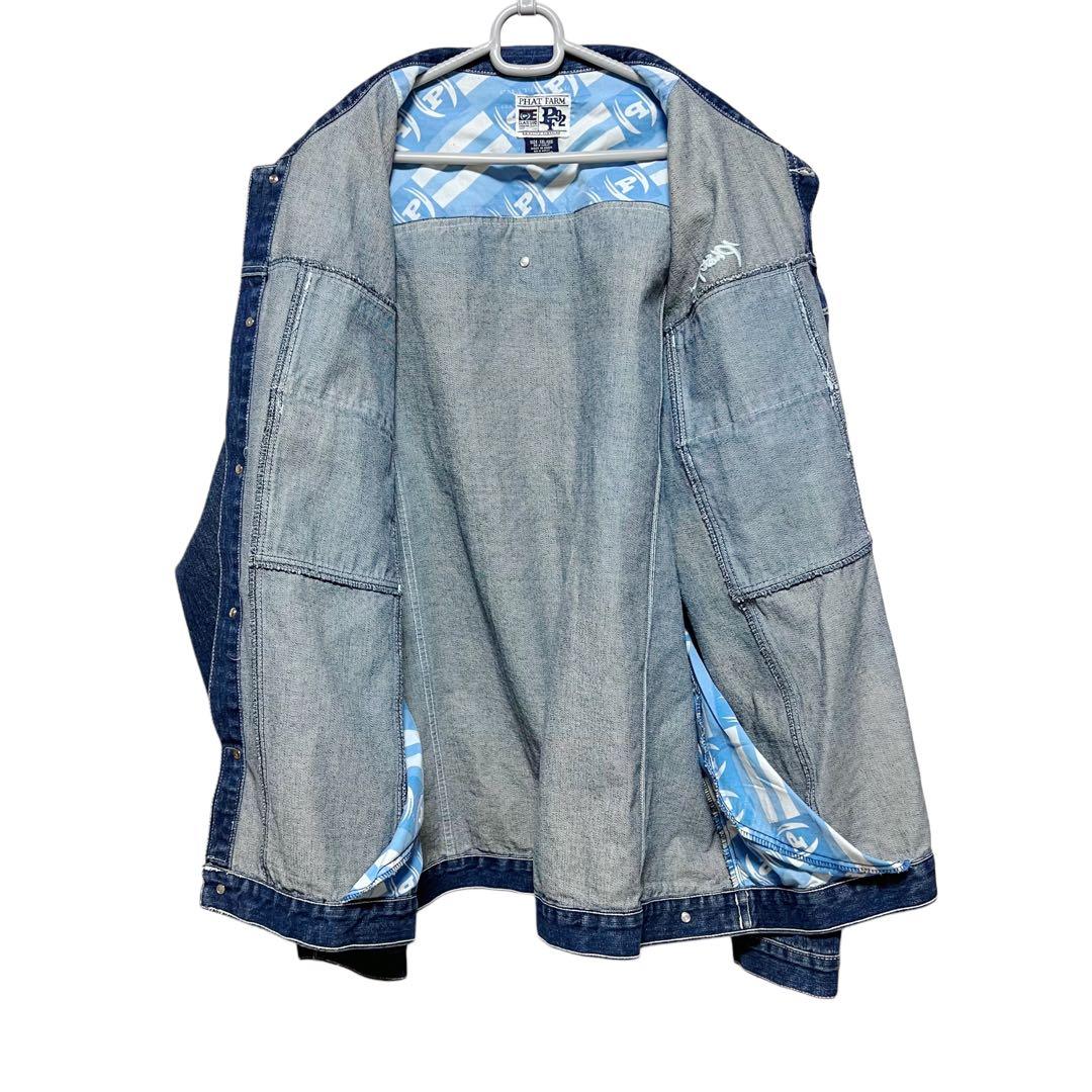 希少★PHAT FARM ファットファーム 刺繍ロゴ y2k デニムジャケット