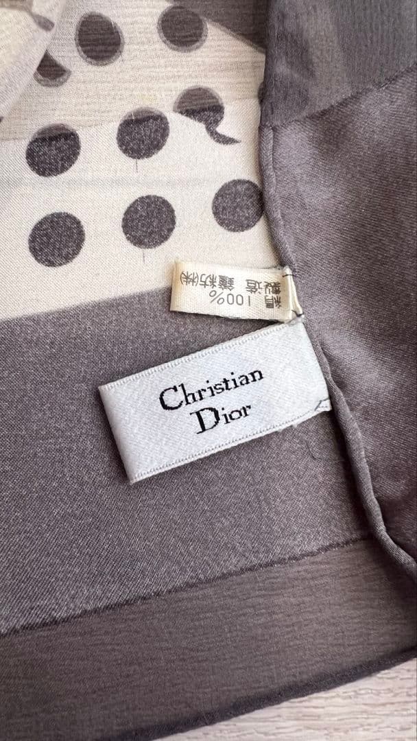 Christian Dior ディオール シルク 大判 スカーフドット チェーン