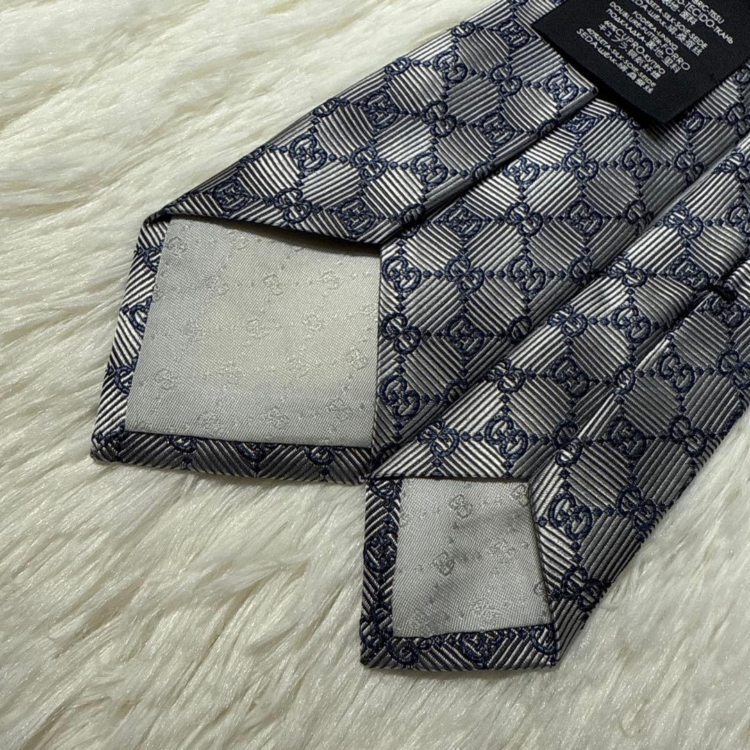【美品】GUCCI ネクタイ　高級シルク　GG柄　ジャガード　グッチ