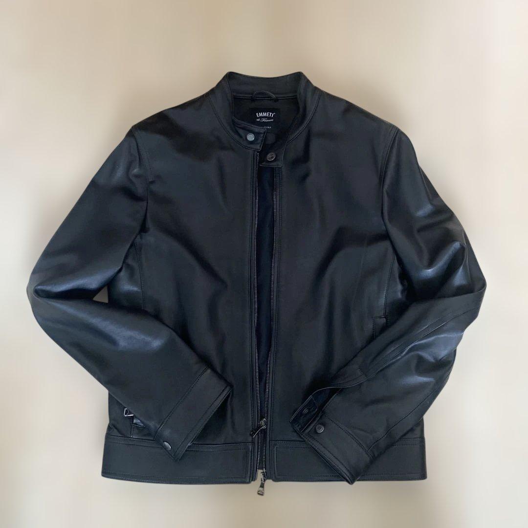 EMMETI di Franco ブラックレザーシングルライダース　48