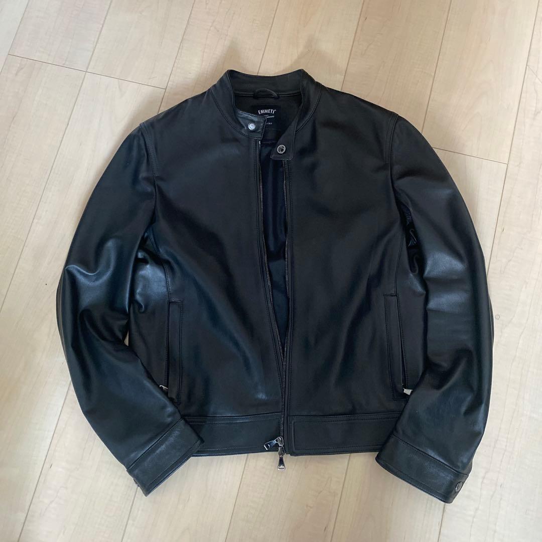 EMMETI di Franco ブラックレザーシングルライダース　48