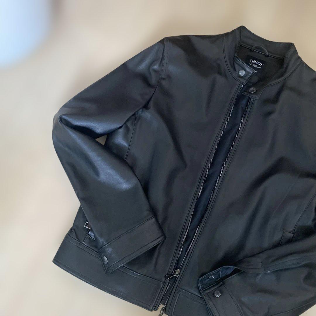 EMMETI di Franco ブラックレザーシングルライダース　48