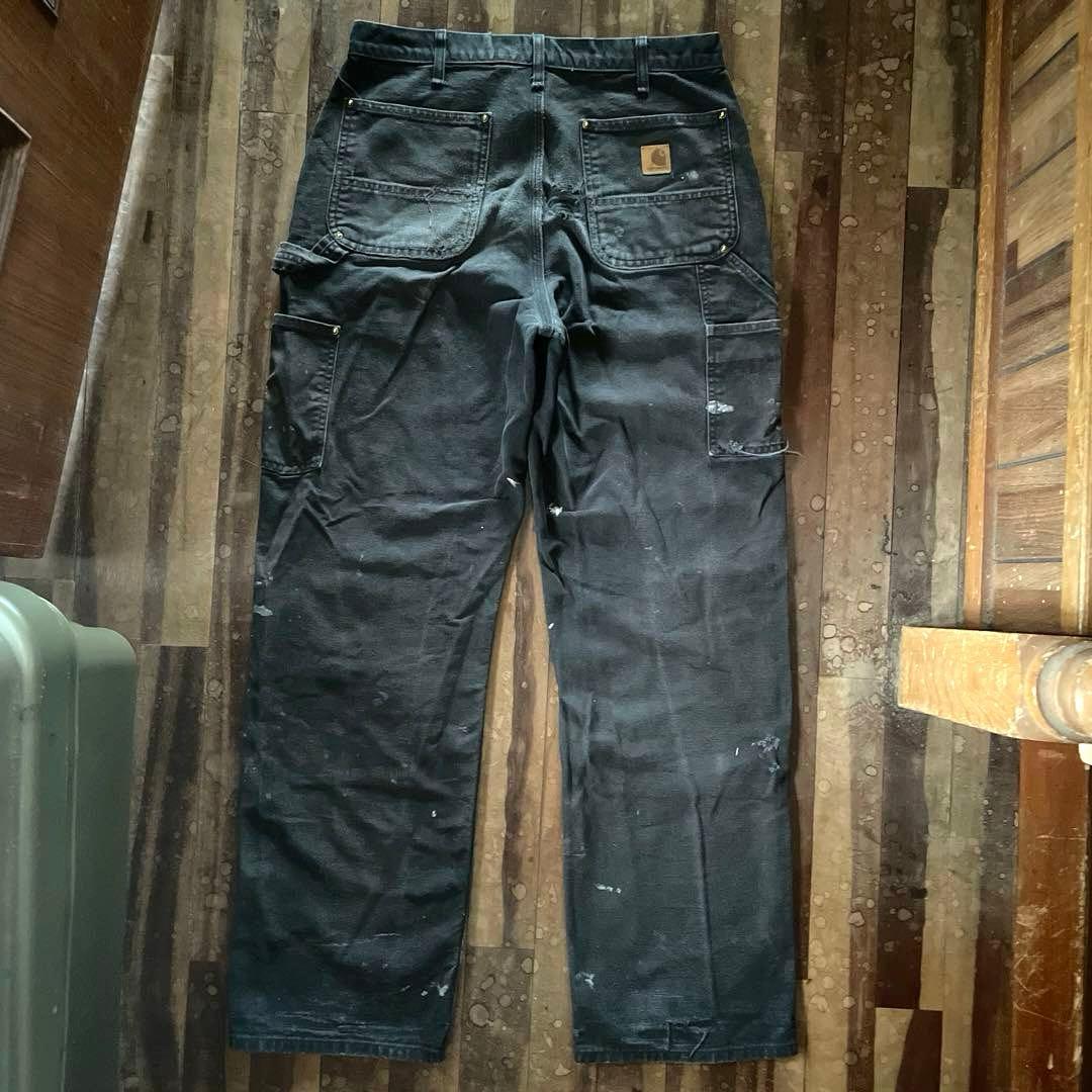 Carhartt B136 BLK ダブルニー w33雰囲気◎ 黒墨フェード