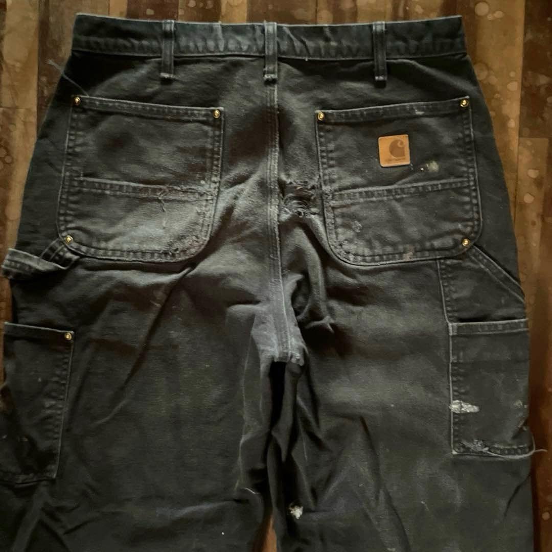 Carhartt B136 BLK ダブルニー w33雰囲気◎ 黒墨フェード