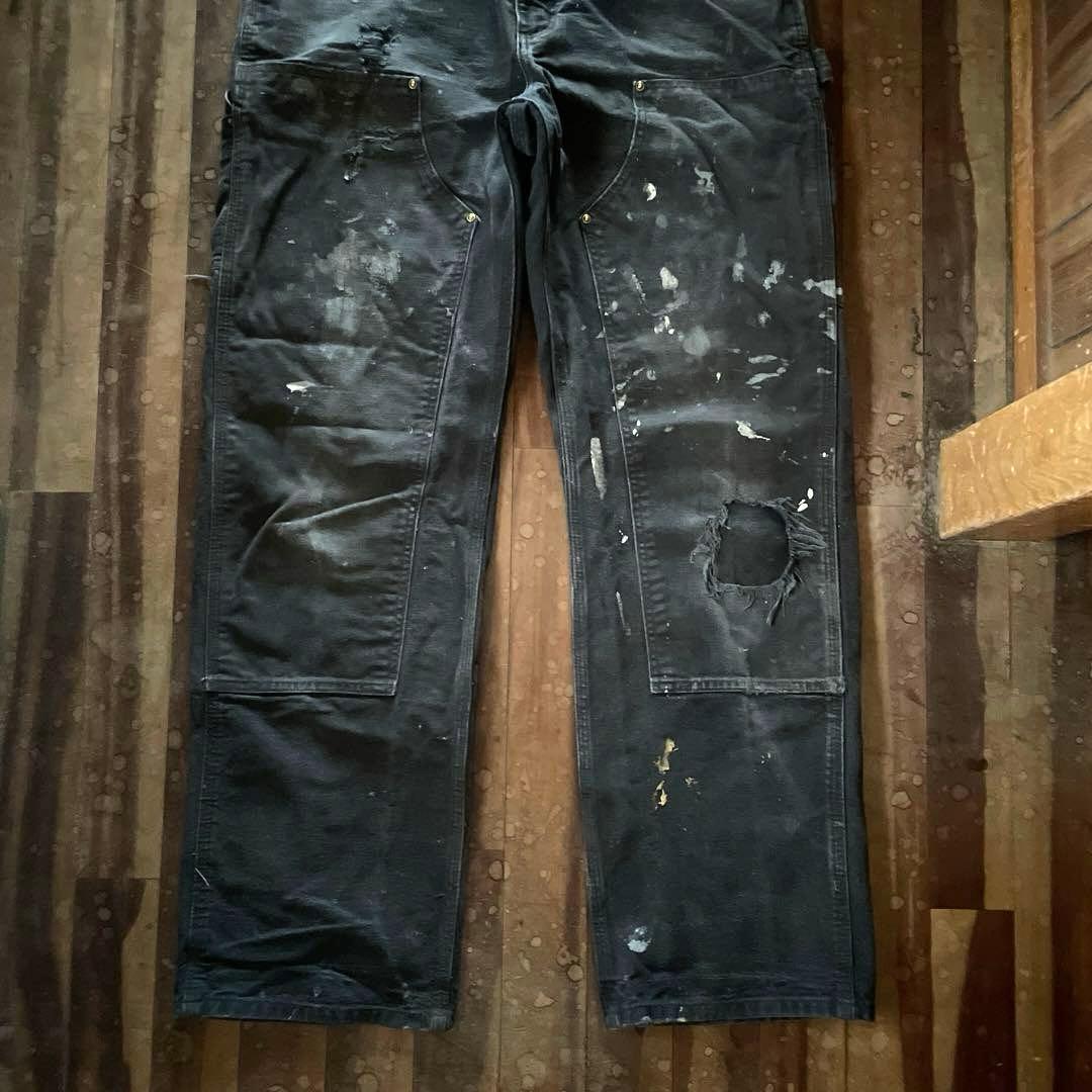 Carhartt B136 BLK ダブルニー w33雰囲気◎ 黒墨フェード